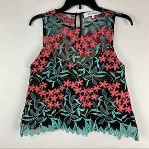 Elliat Creation Top Sheer Floral Embroidered Small